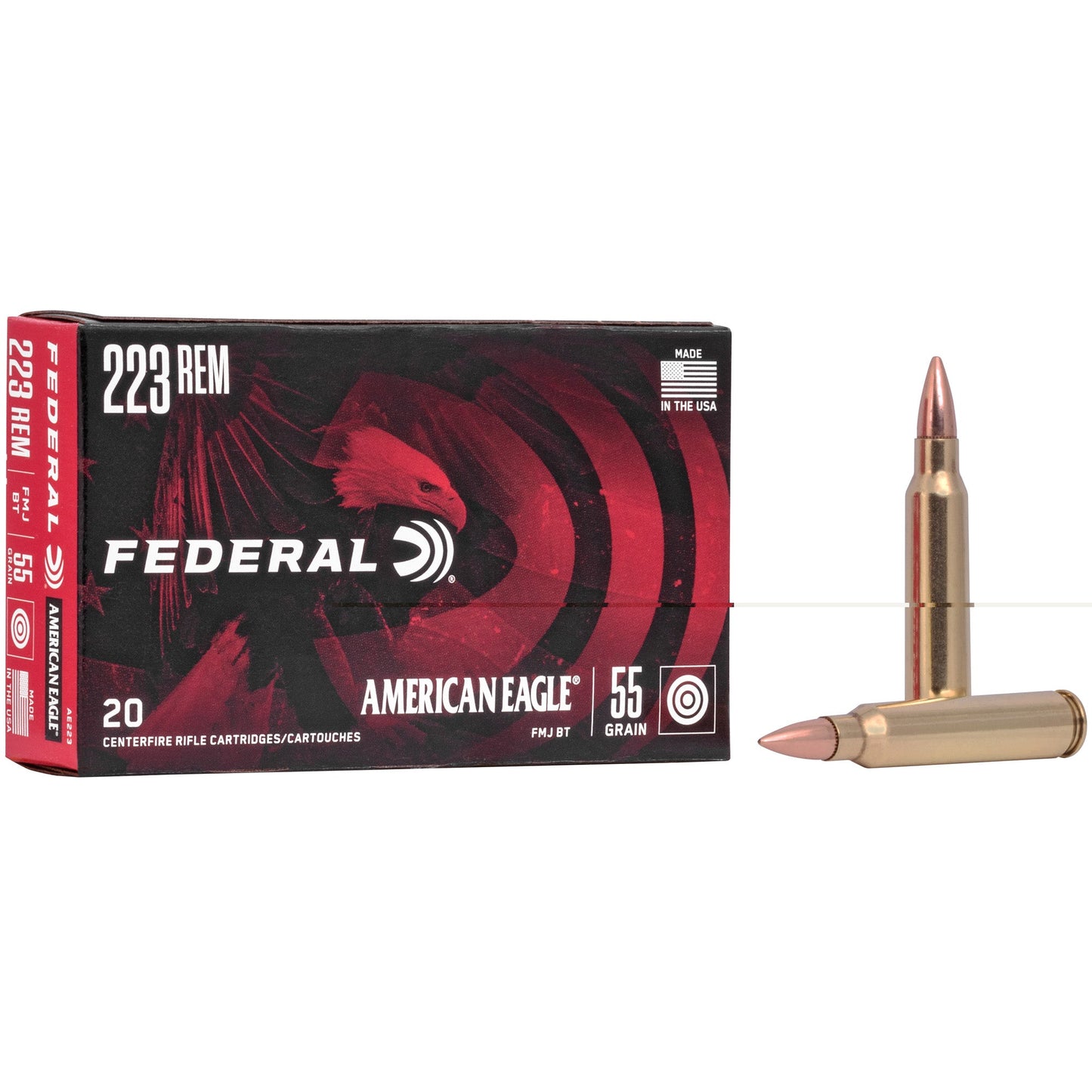 Fed Am Eagle 223rem 55g Fmj Bt20/500