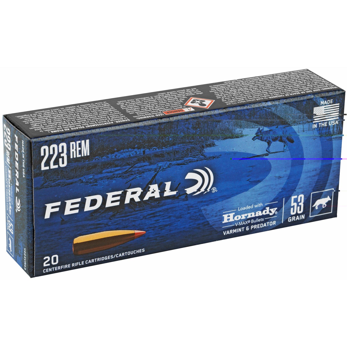 Fed V&p 223rem 53gr Hrndy V-max 20/2